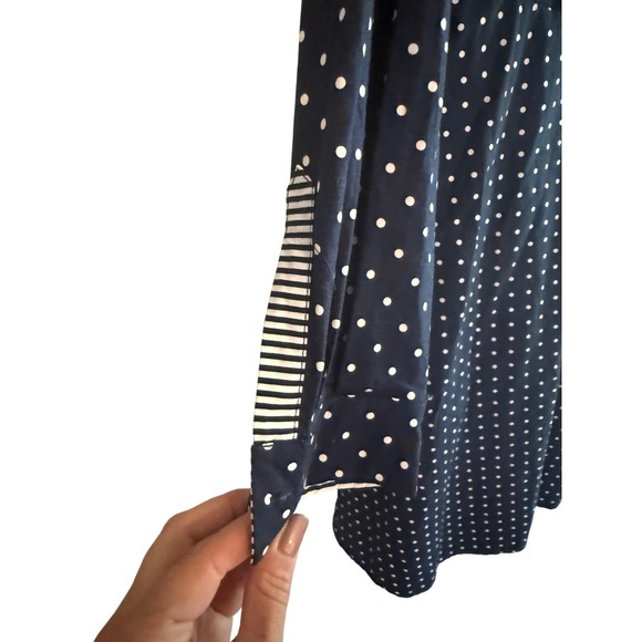 Boden Polka Dot Shirt Dress Long Sleeve Career Casual Navy Blue US 8R - Picture 5 of 8
